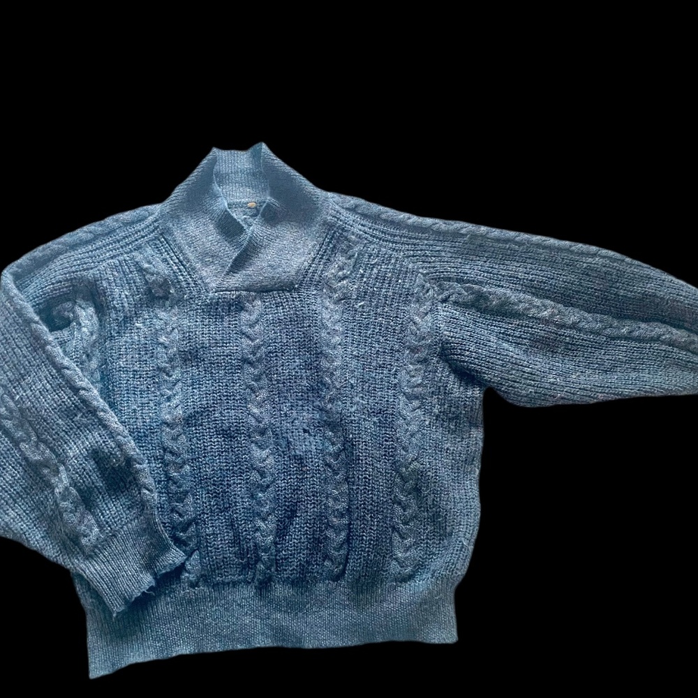 Vintage Blue Cable Knit Sweater – Size Medium